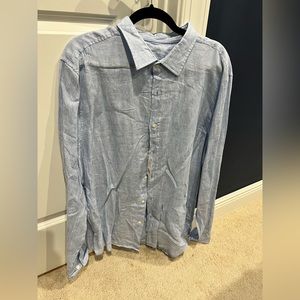 Bloomingdales blue linen button down. new with tags